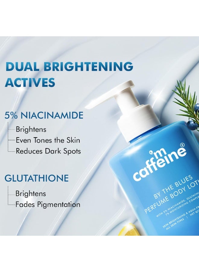 mCaffeine By The Blues Perfume Body Lotion 300ml | 5% Niacinamide & Glutathione for Brightening & Detan | Aquatic-Woody Fragrance | 72H Moisturization| Daily Use Winter Cream Bodylotion for Men & Women | Dry Skin - Image 4